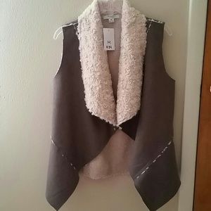 Favlux Fashion Faux Sherpa Vest Mushroom.  Medium